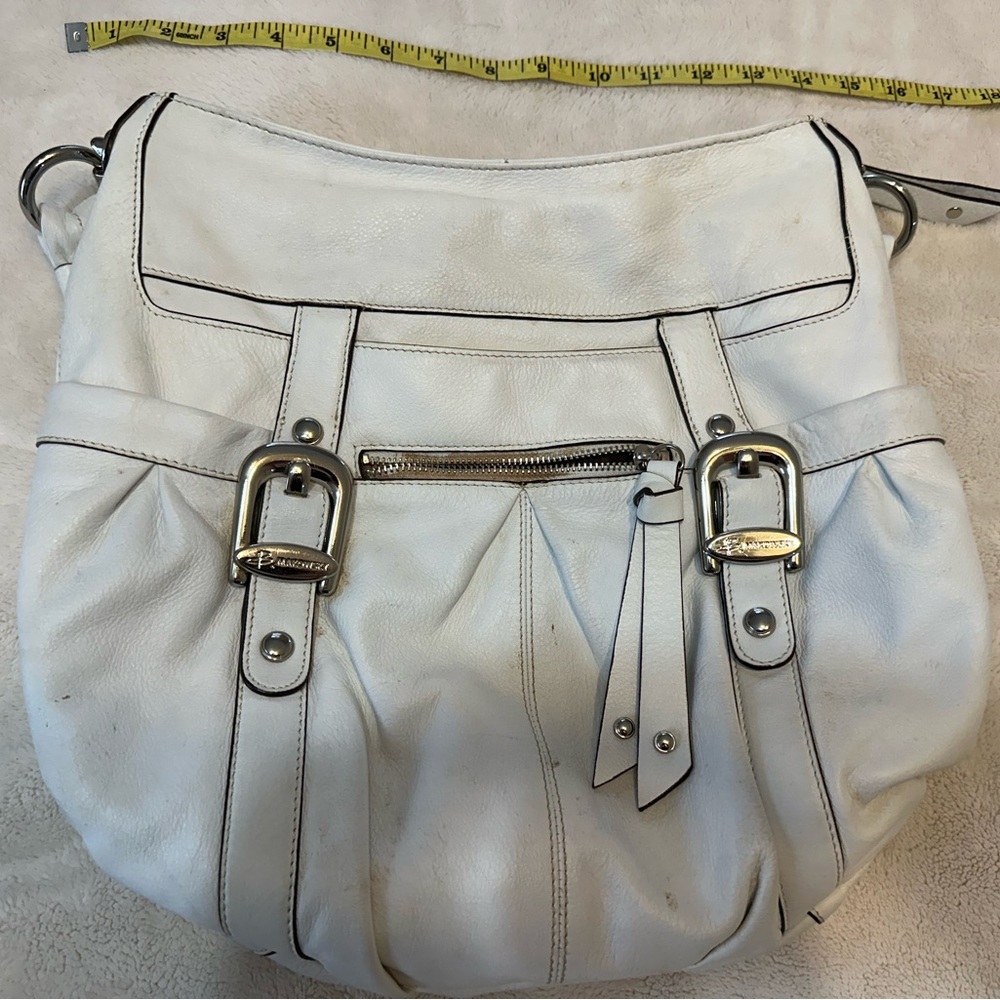 B makowsky white leather handbag